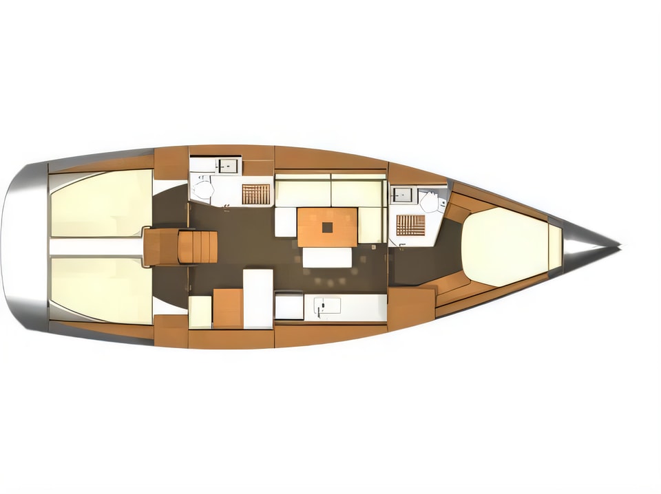 Layout of Dufour 405 BM sail boat with 3 cabins Croatia yacht charter