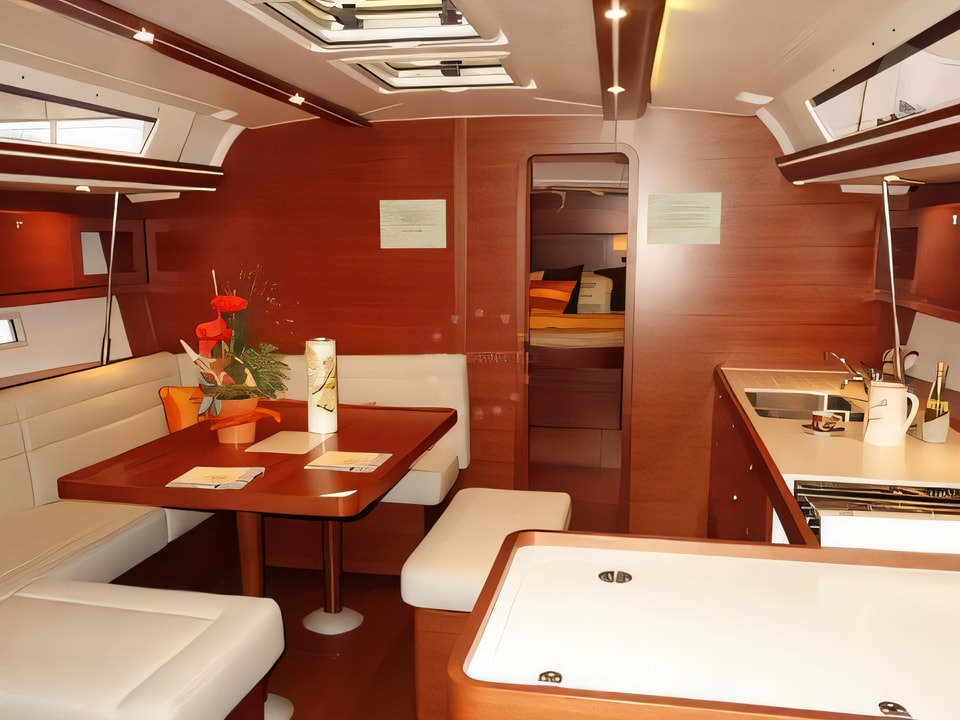 Interior of Dufour 450 Owner version sail boat with 3 cabins Croatia yacht charter