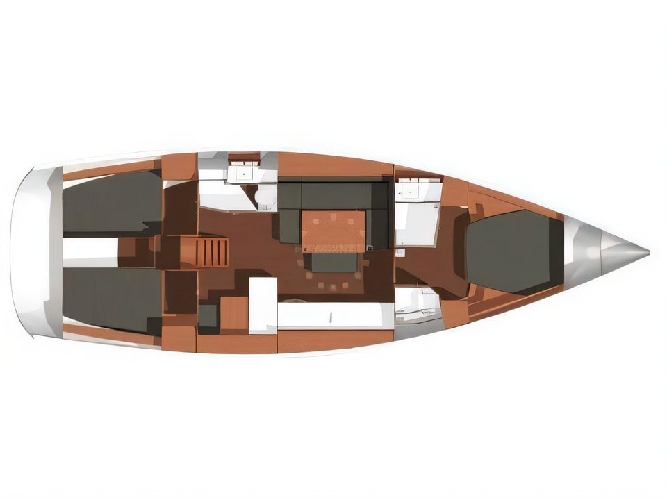 Layout of Dufour 450 Owner version sail boat with 3 cabins Croatia yacht charter