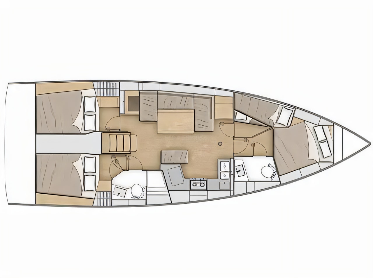 Interior of Oceanis 40.1 sail boat with 4 cabins Croatia yacht charter