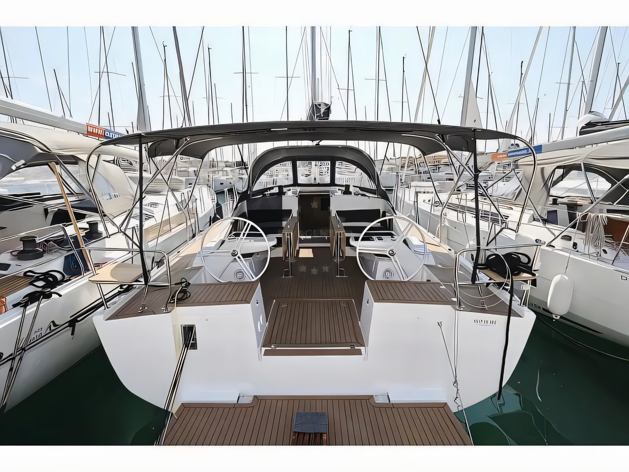 Exterior overview of Elan Impression 43 PRESTIGE sail boat for charter from Biograd Kornati in the Zadar sailing area Croatia