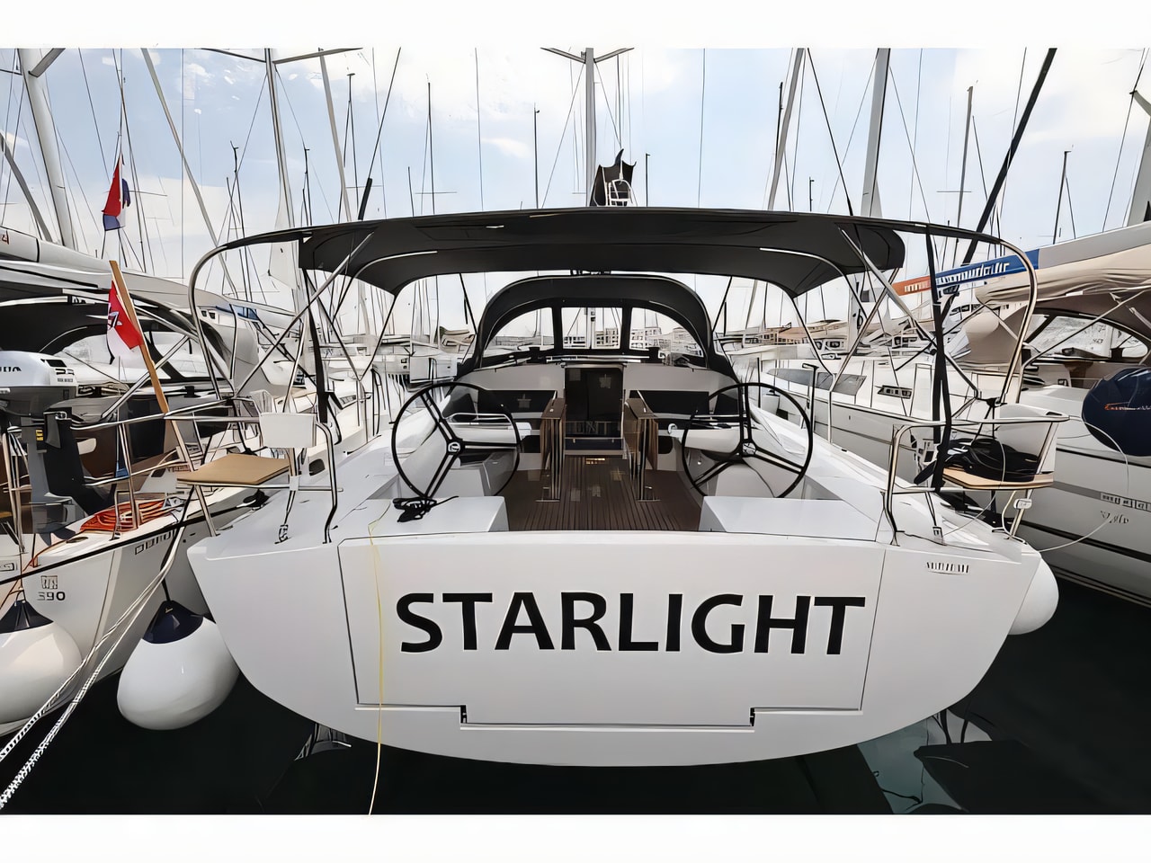 Exterior overview of Elan Impression 43 - 3 cabins, PRESTIGE sail boat for charter from Biograd Kornati in the Zadar sailing area Croatia