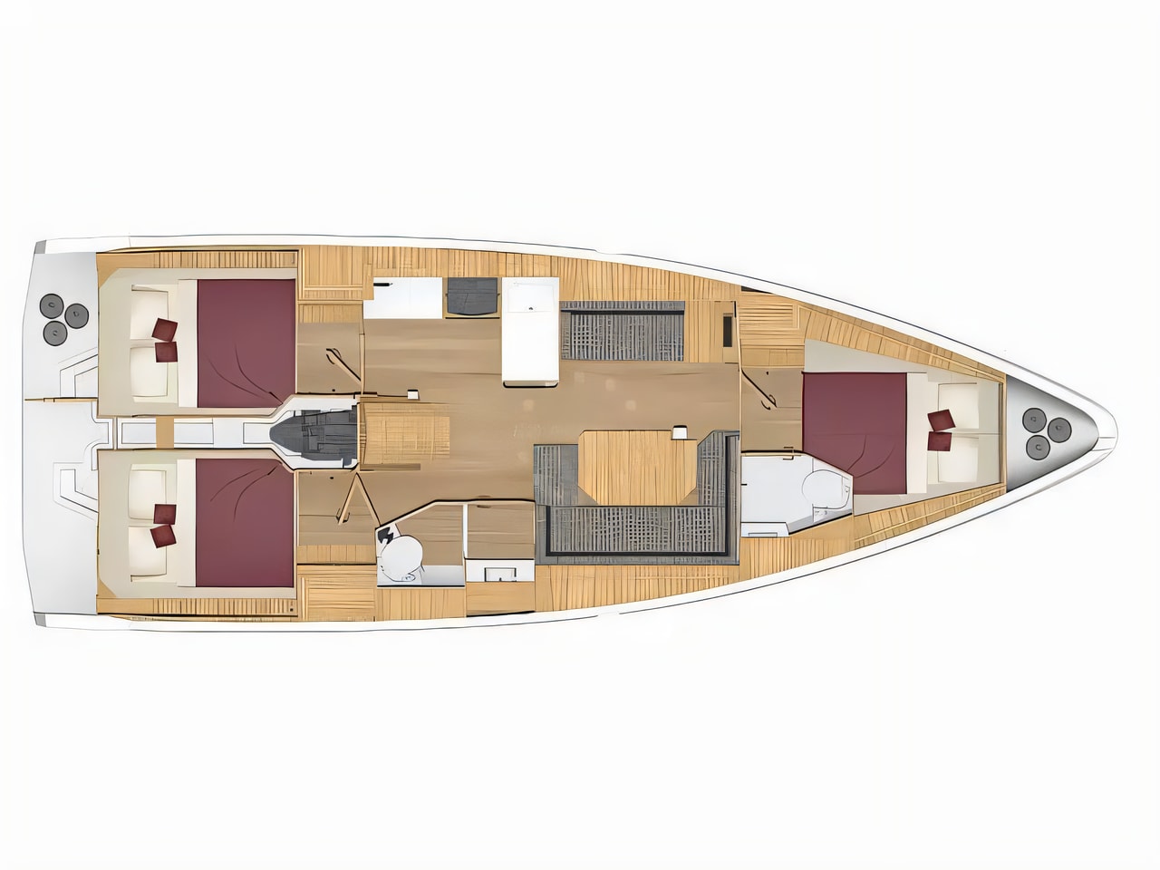 Interior of Bavaria C38 sail boat with 3 cabins Croatia yacht charter