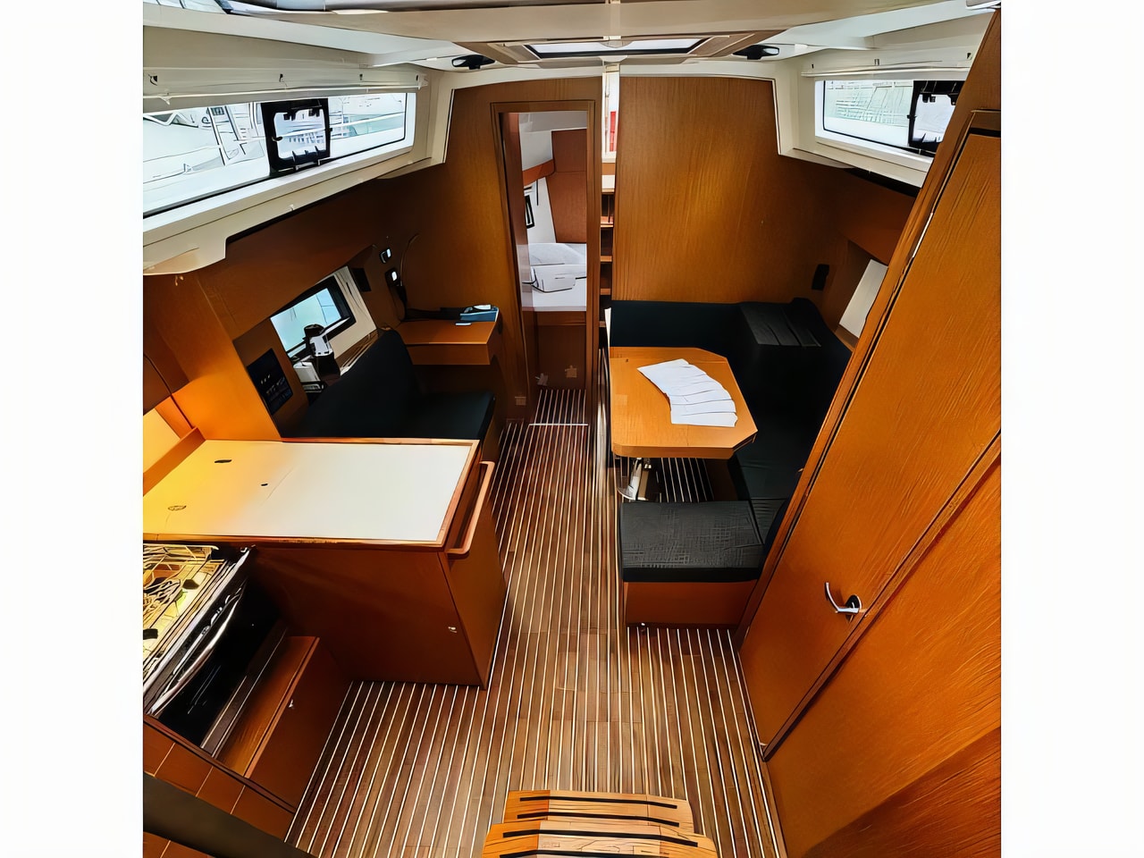 Layout of Bavaria C38 sail boat with 3 cabins Croatia yacht charter