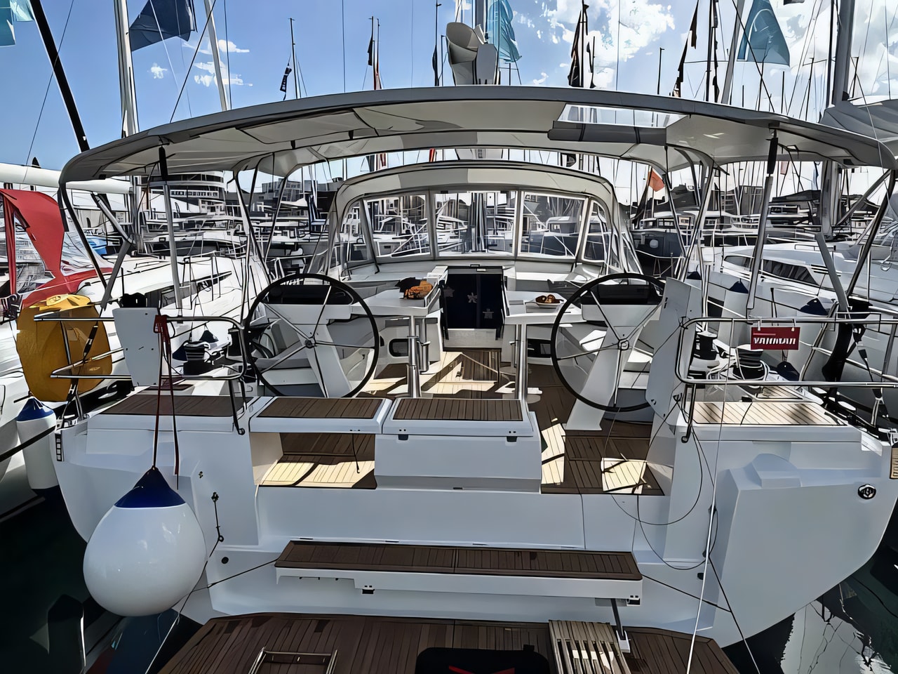 Exterior overview of Oceanis 47 sail boat for charter from Split ACI Marina in the Split sailing area Croatia