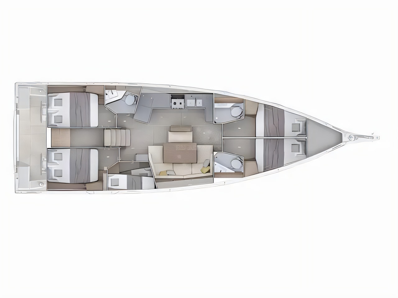 Interior of Oceanis 47 sail boat with 5 cabins Croatia yacht charter