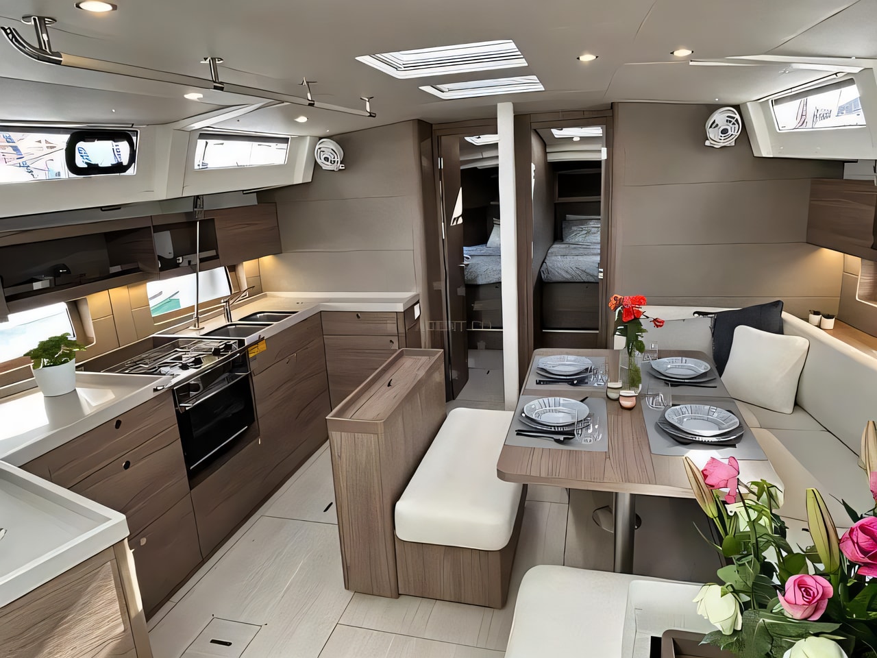 Layout of Oceanis 47 sail boat with 5 cabins Croatia yacht charter