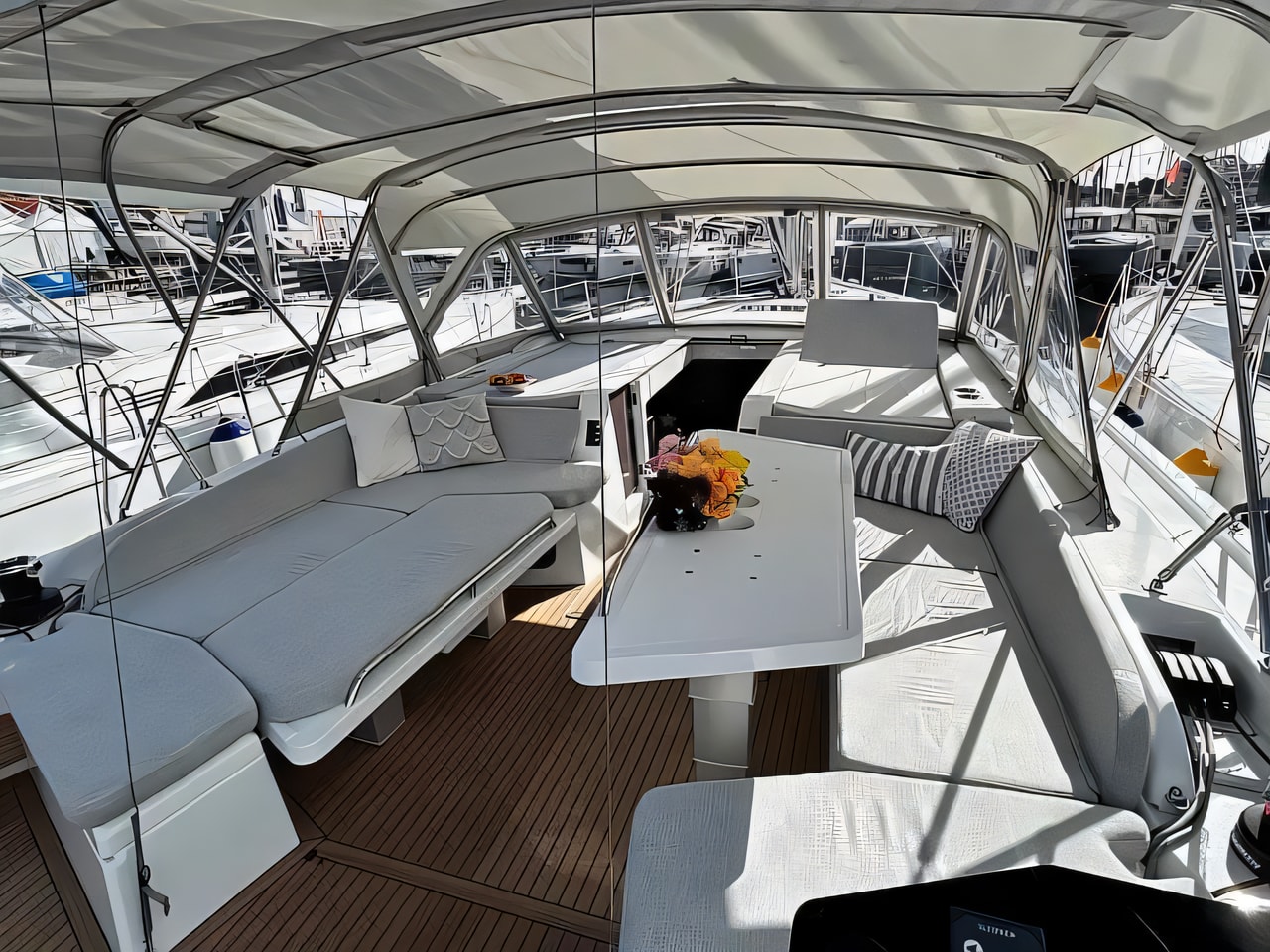Exterior overview of Oceanis 52 sail boat for charter from Split ACI Marina in the Split sailing area Croatia