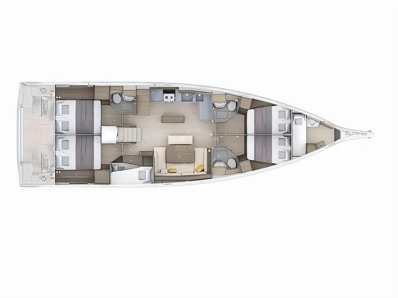 Interior of Oceanis 52 sail boat with 5 cabins Croatia yacht charter