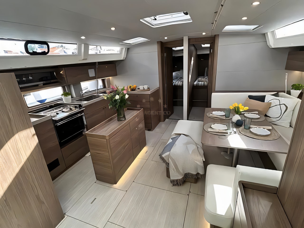 Layout of Oceanis 52 sail boat with 5 cabins Croatia yacht charter