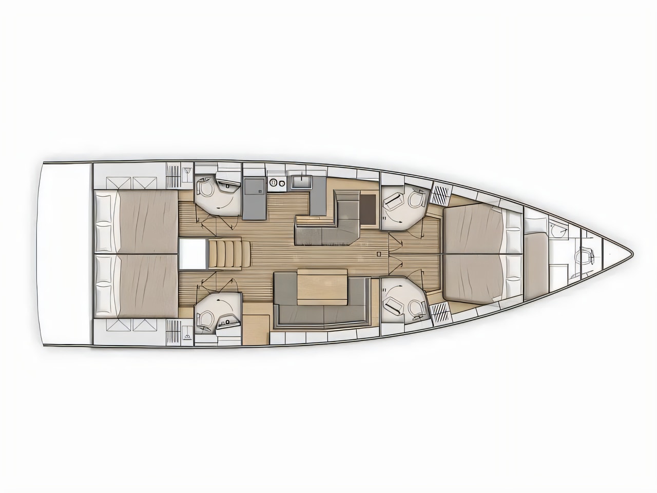 Interior of Oceanis 51.1 sail boat with 4 cabins Croatia yacht charter