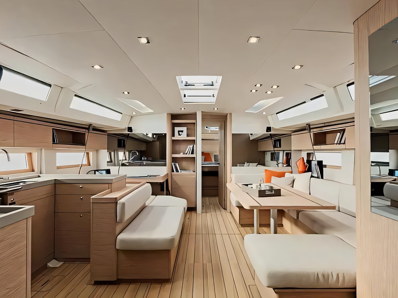 Layout of Oceanis 51.1 sail boat with 4 cabins Croatia yacht charter