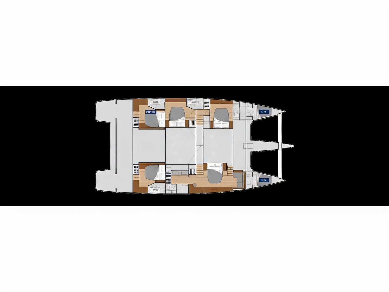 Interior of Alegria 67 catamaran with 4 cabins Croatia yacht charter