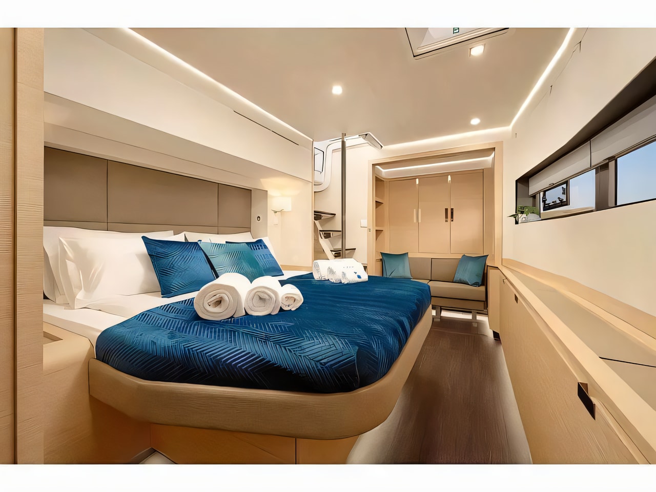 Layout of Alegria 67 catamaran with 4 cabins Croatia yacht charter