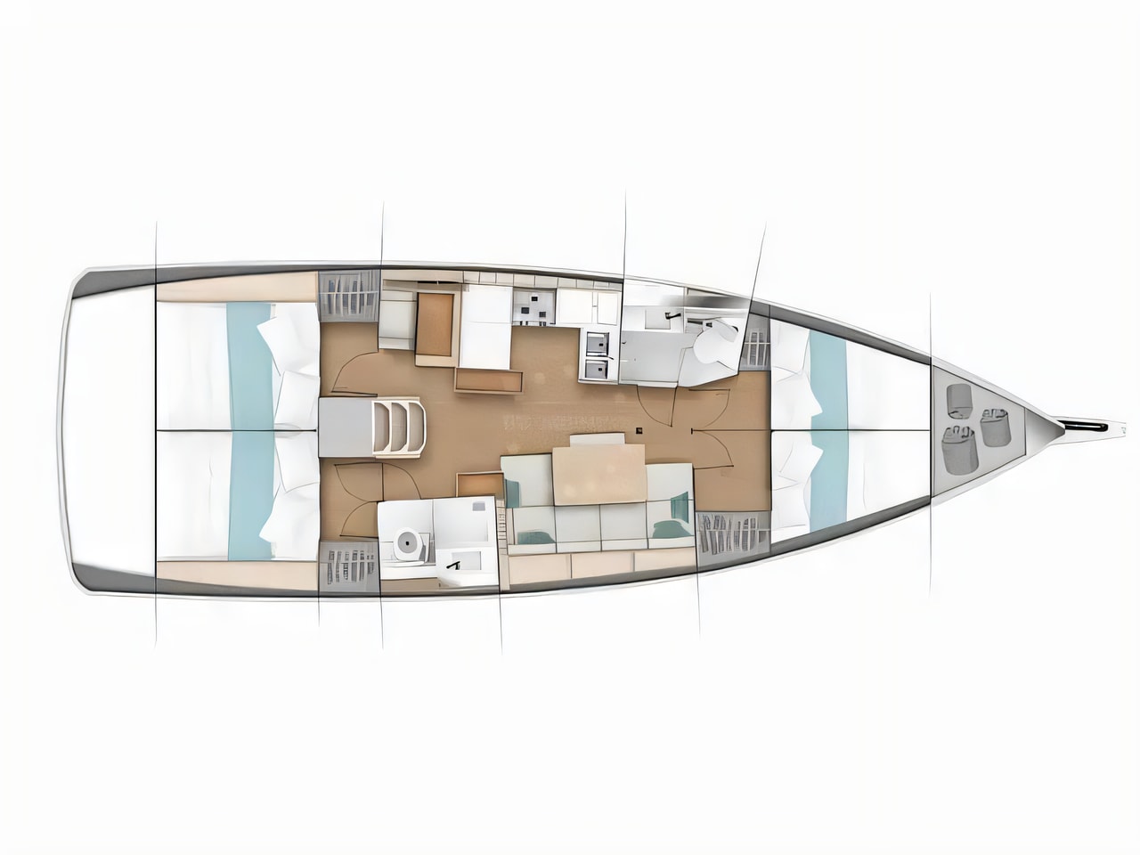 Interior of Sun Odyssey 440 sail boat with 4 cabins Croatia yacht charter
