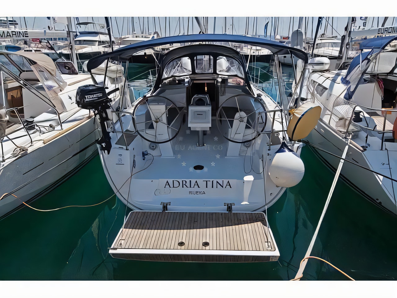 Exterior overview of Bavaria 34 Cruiser sail boat for charter from Split ACI Marina in the Split sailing area Croatia