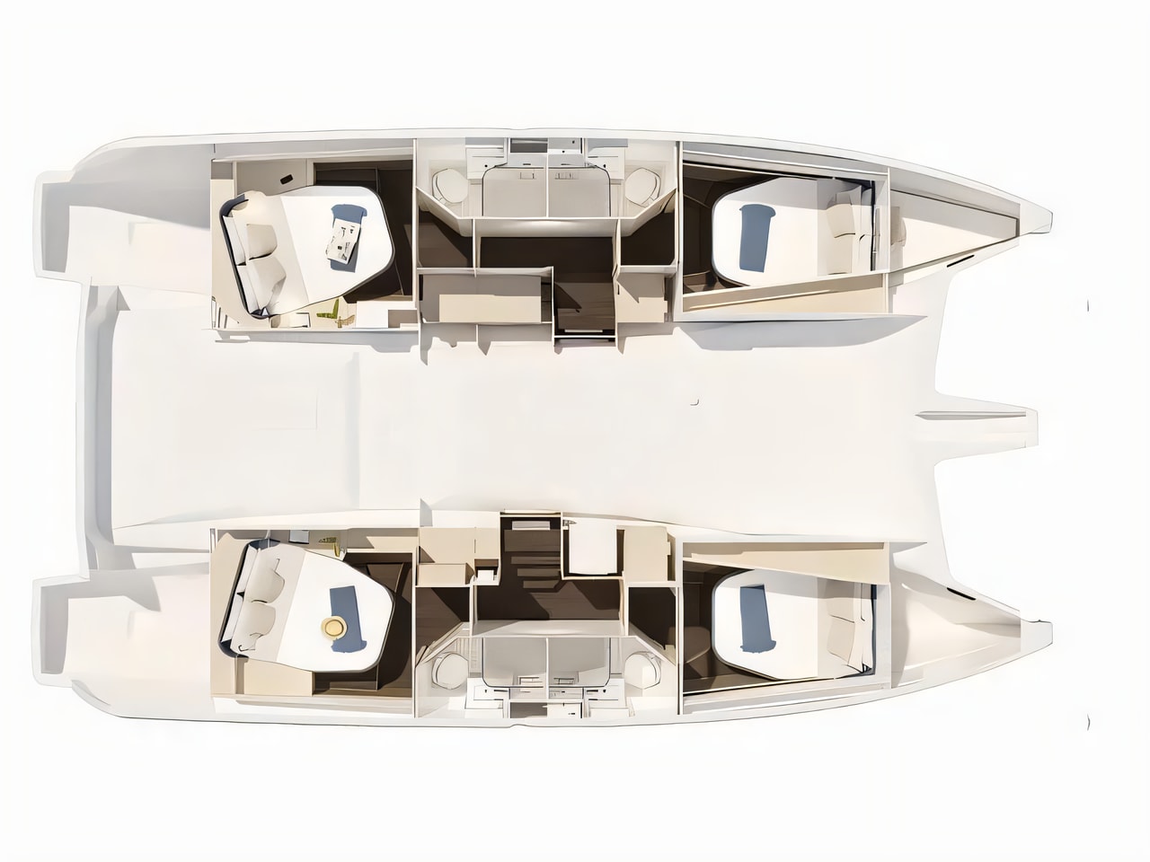 Interior of FP 44 catamaran with 4 cabins Croatia yacht charter