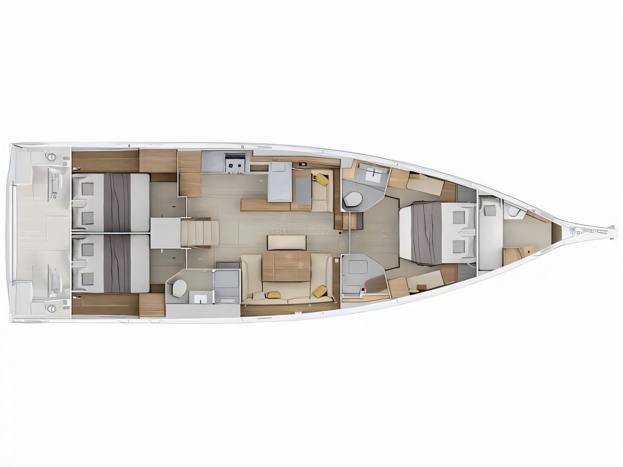 Interior of Oceanis 52 (owner version) sail boat with 3 cabins Croatia yacht charter
