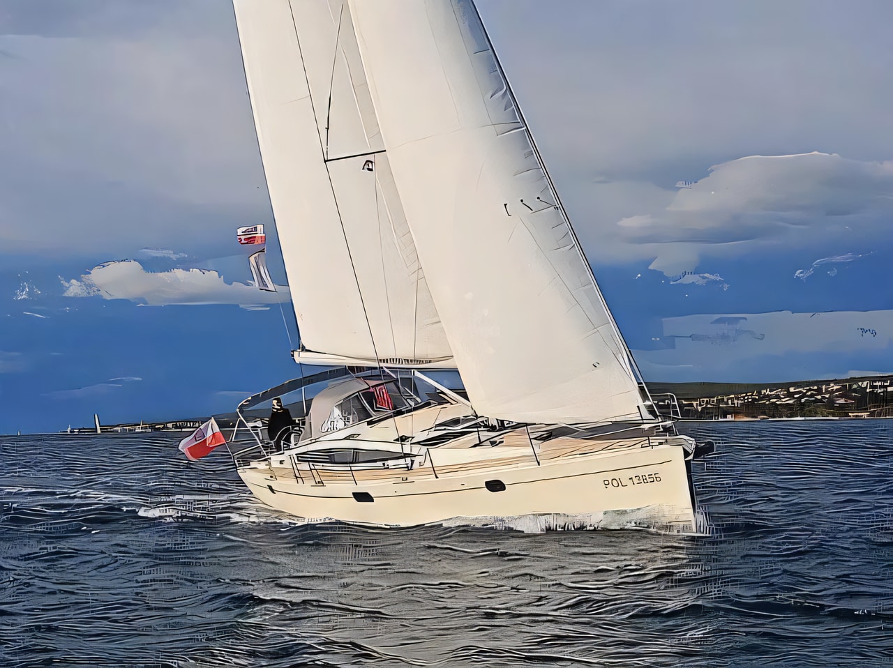 Exterior overview of Delphia 47 sail boat for charter from Rogoznica Marina Frapa in the Kornati sailing area Croatia