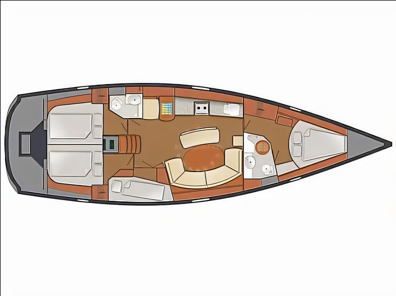 Interior of Delphia 47 sail boat with 4 cabins Croatia yacht charter