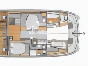 Interior of MY5 power catamaran with 3 cabins Croatia yacht charter