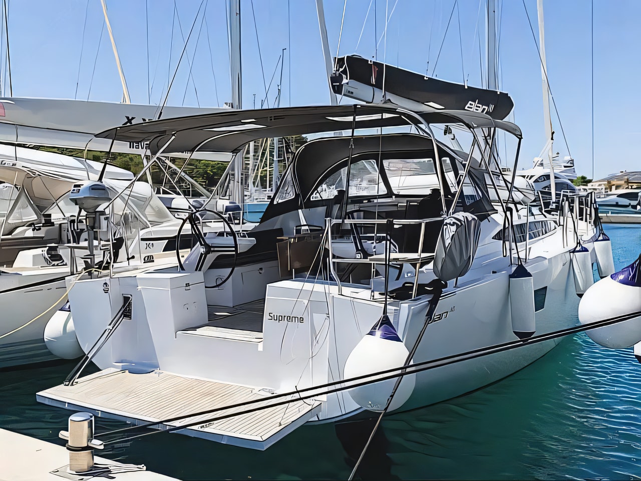 Interior of Elan Impression 45 sail boat with 4 cabins Croatia yacht charter