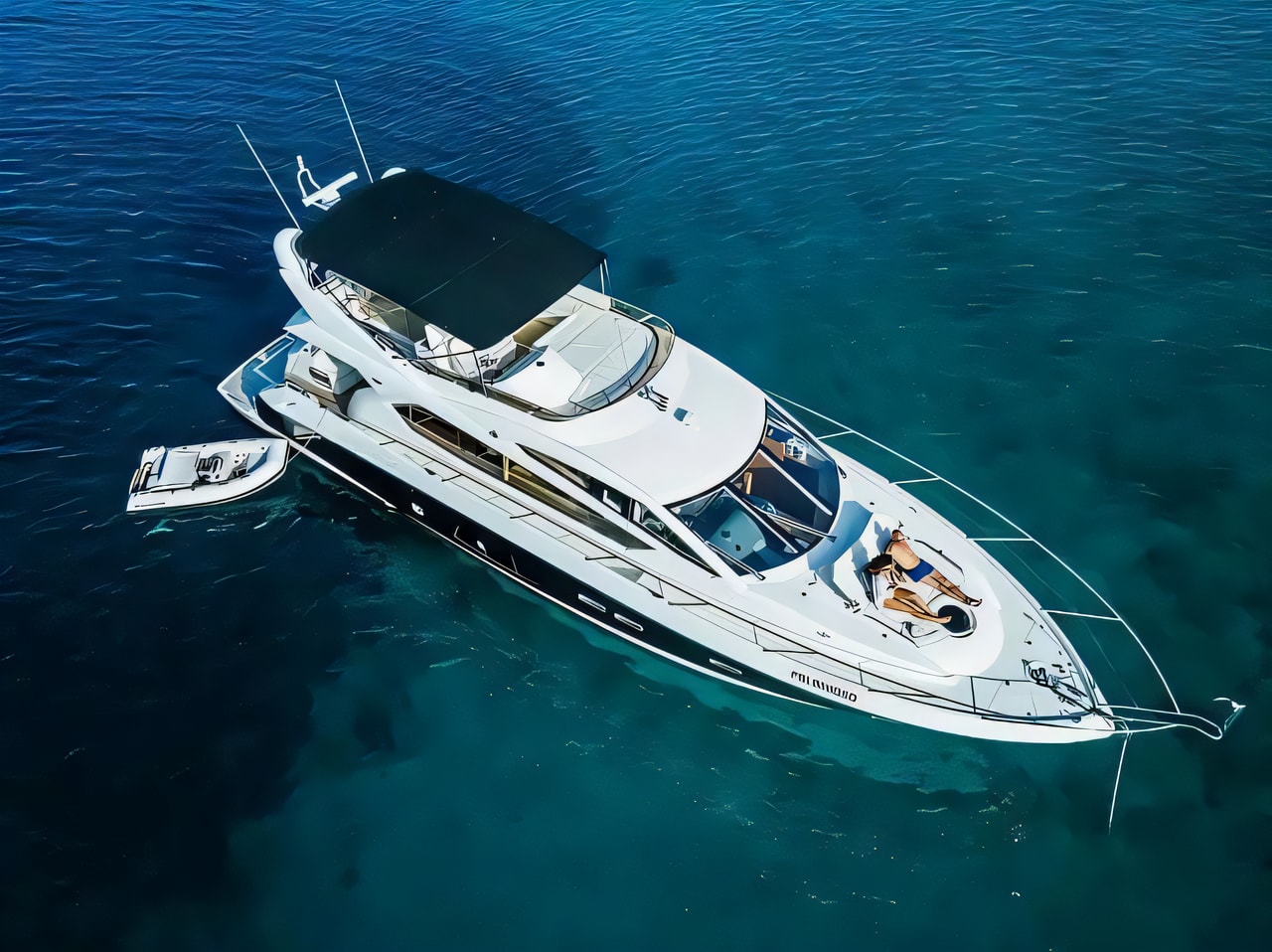 Exterior overview of Sunseeker Manhattan 63 motoryacht for charter from Seget Donji Marina Baotic in the Split sailing area Croatia