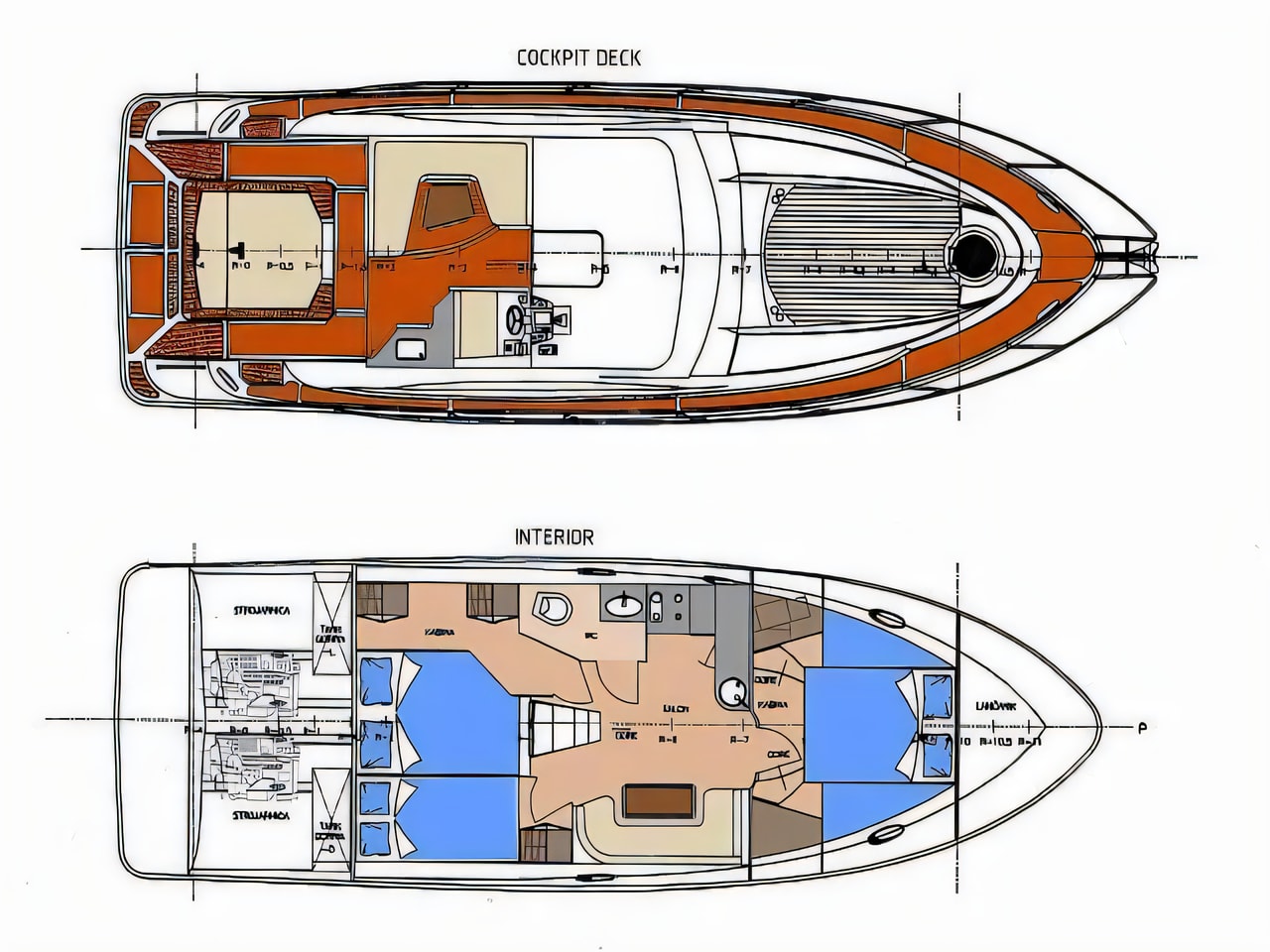 Interior of Mirakul 40 - Silver motor boat with 3 cabins Croatia yacht charter