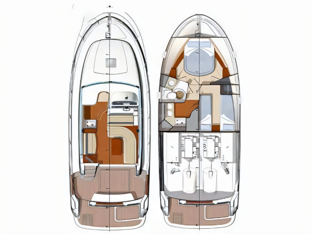 Interior of Prestige 36 Fly motor boat with 2 cabins Croatia yacht charter