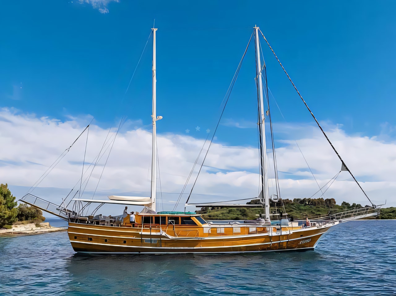 Exterior overview of Gulet Aneo gulet or cruiser for charter from Split ACI Marina in the Split sailing area Croatia