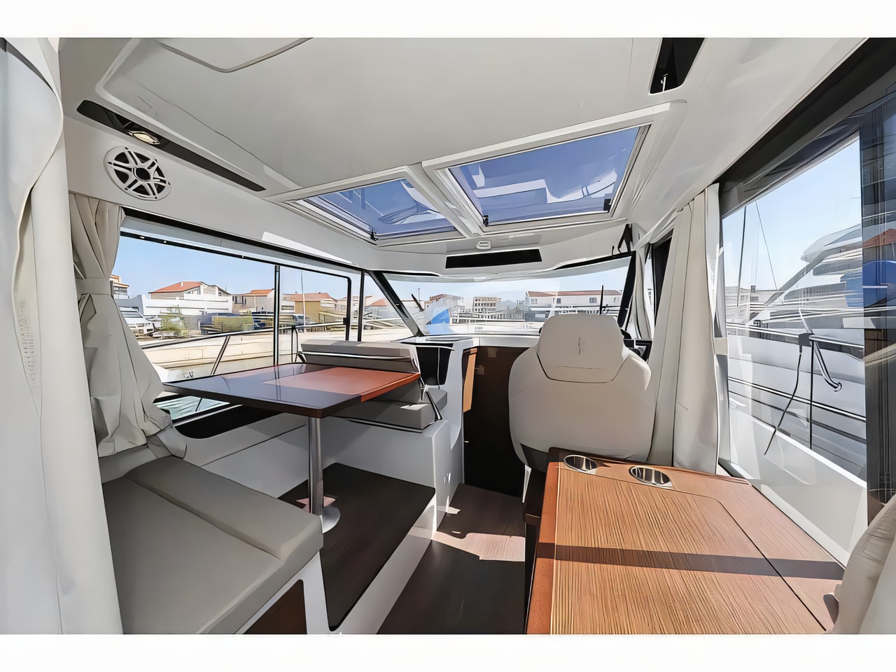 Layout of Merry Fisher 895 motor boat with 2 cabins Croatia yacht charter