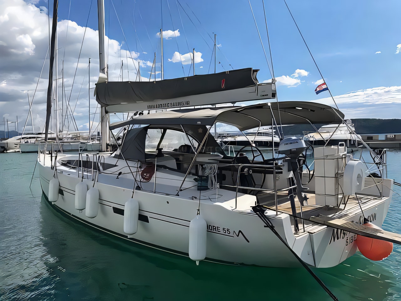 Exterior overview of More 55 sail boat for charter from Ploce City Port in the Split sailing area Croatia
