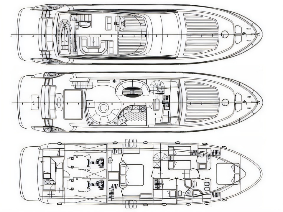 Layout of Abacus 70 motoryacht with 5 cabins Croatia yacht charter