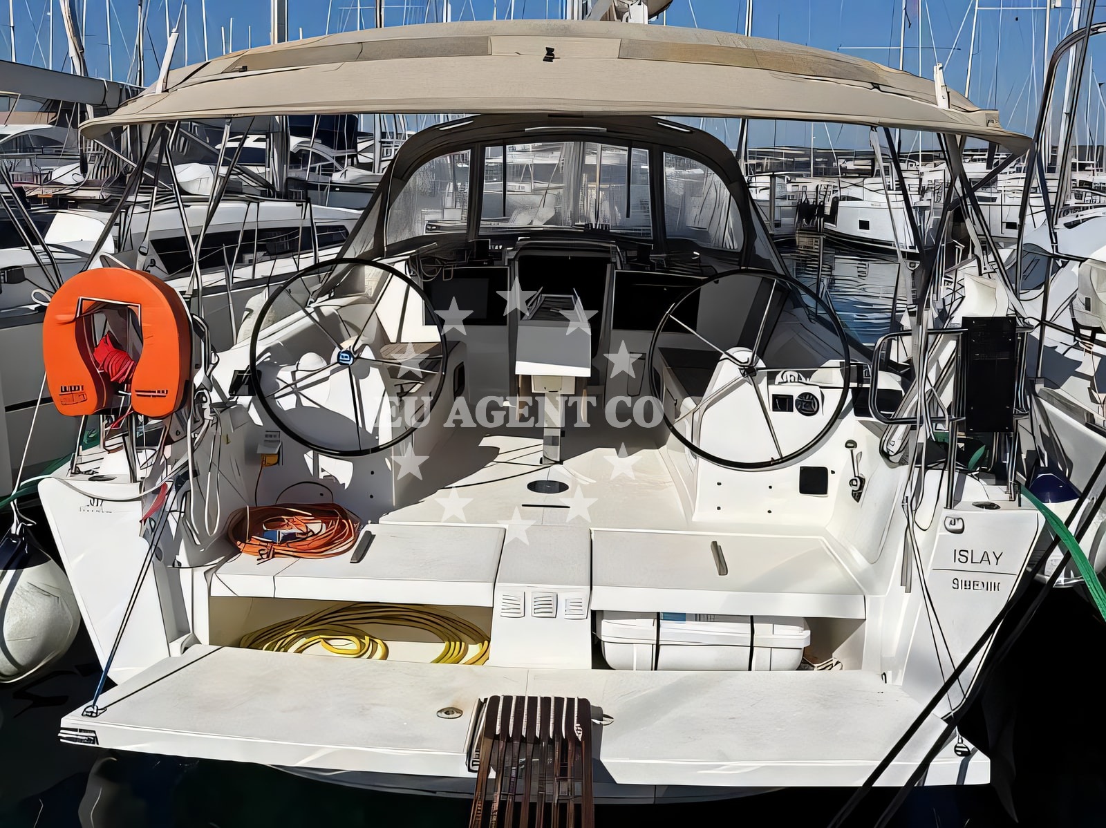 Exterior overview of Dufour 382 Grand Large sail boat for charter from Biograd Marina Kornati in the Kornati sailing area Croatia