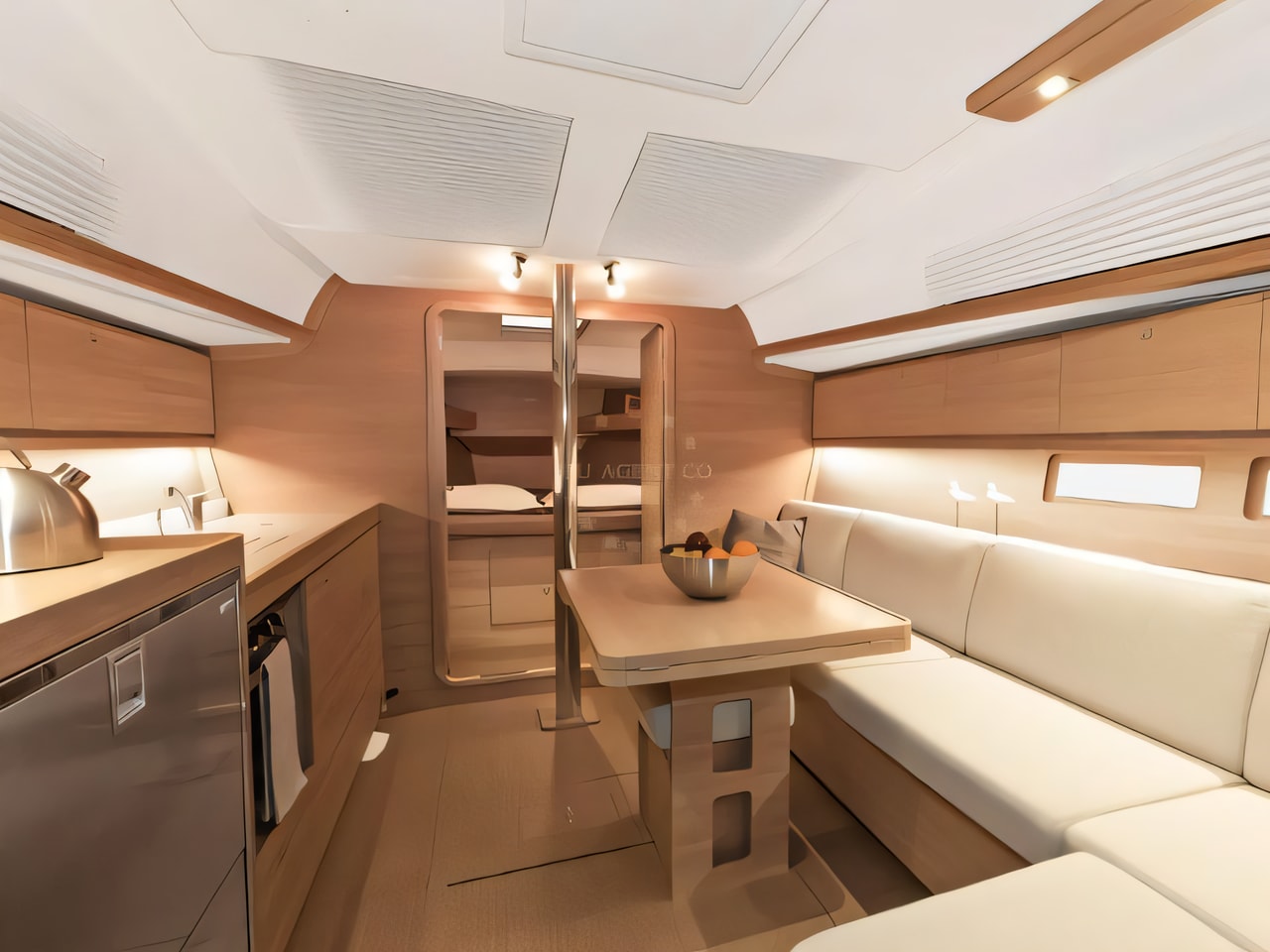 Layout of Dufour 382 Grand Large sail boat with 3 cabins Croatia yacht charter