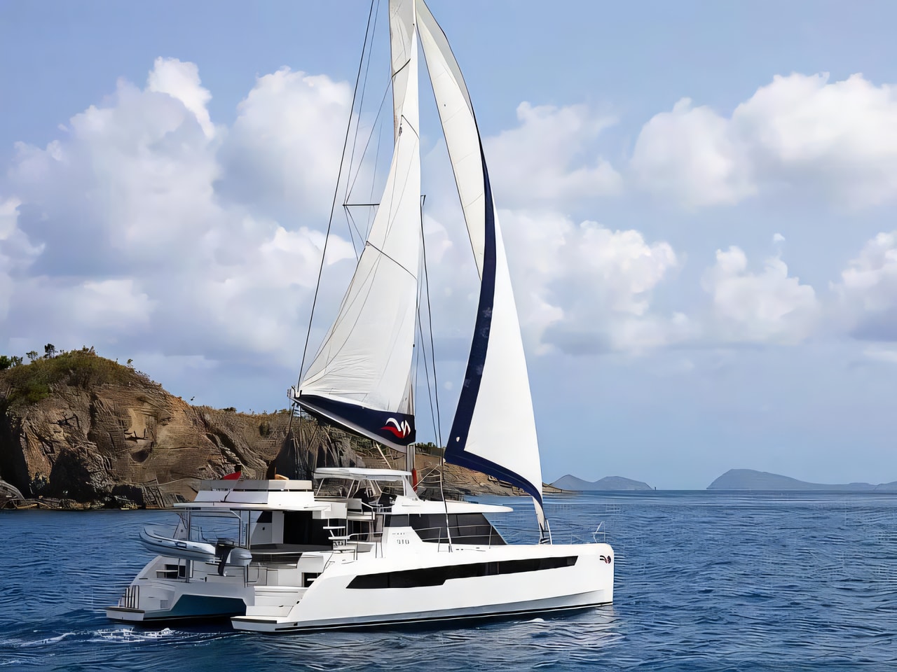 Exterior overview of Moorings 5000 catamaran for charter from Agana Marina in the Split sailing area Croatia