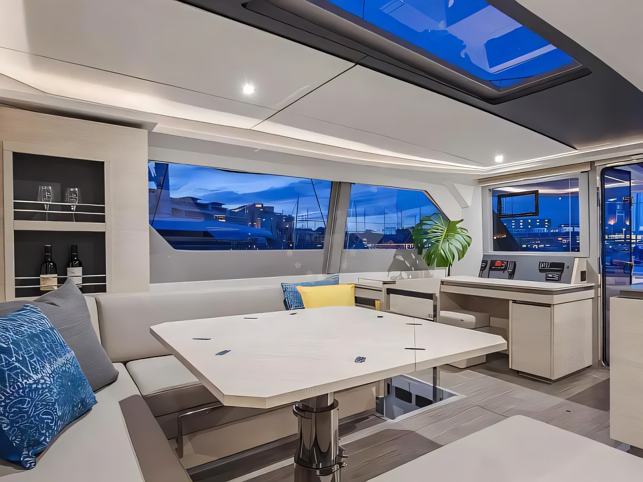 Layout of Moorings 5000 catamaran with 5 cabins Croatia yacht charter