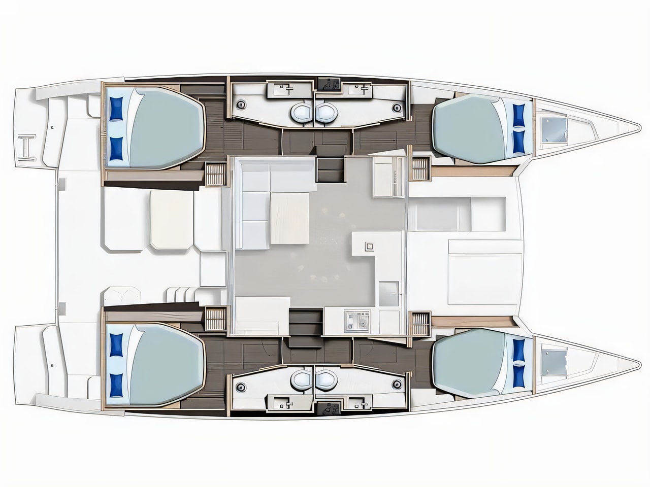 Interior of Moorings 4200 / 4 catamaran with 4 cabins Croatia yacht charter