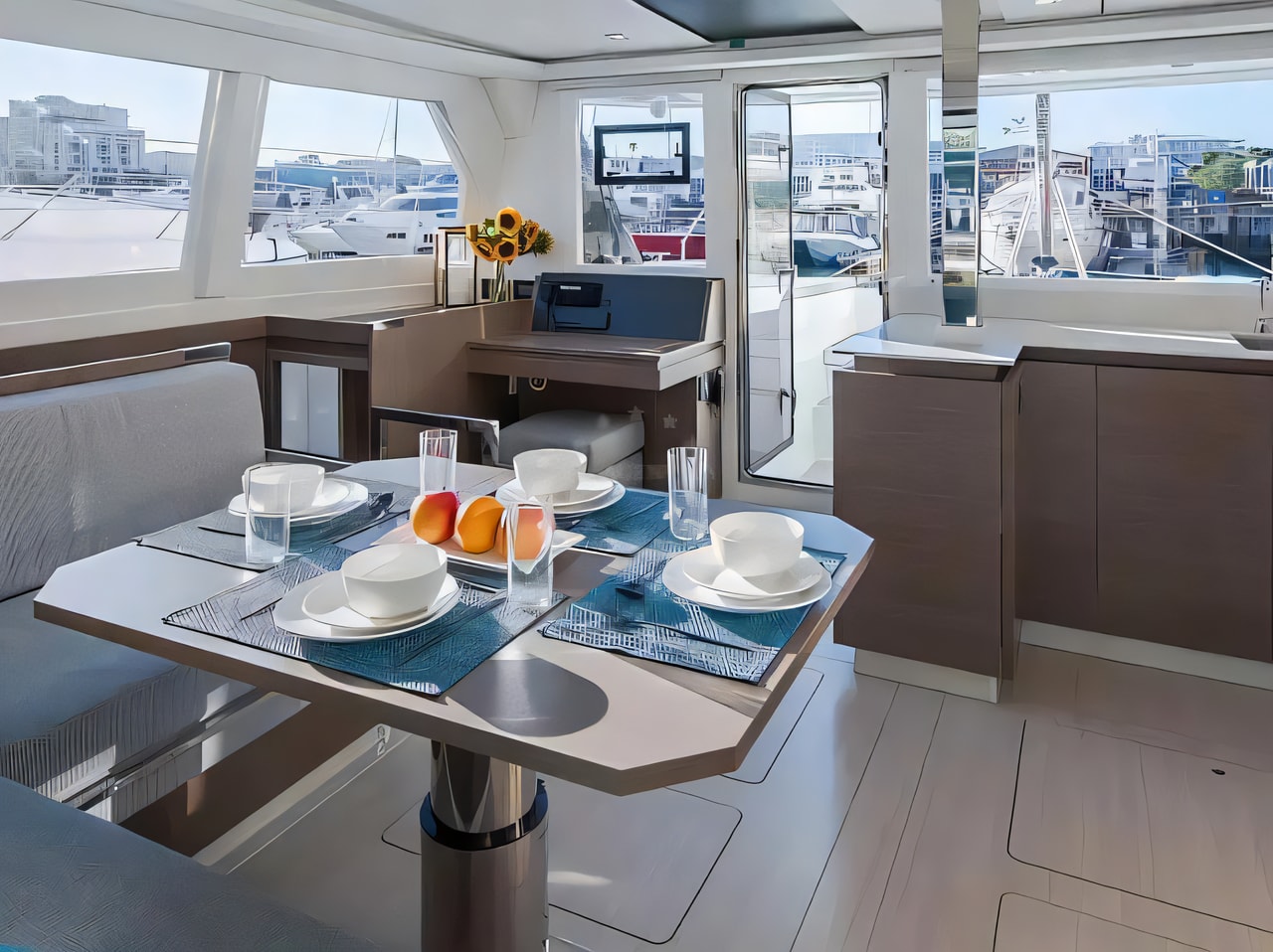 Layout of Moorings 4200 / 4 catamaran with 4 cabins Croatia yacht charter