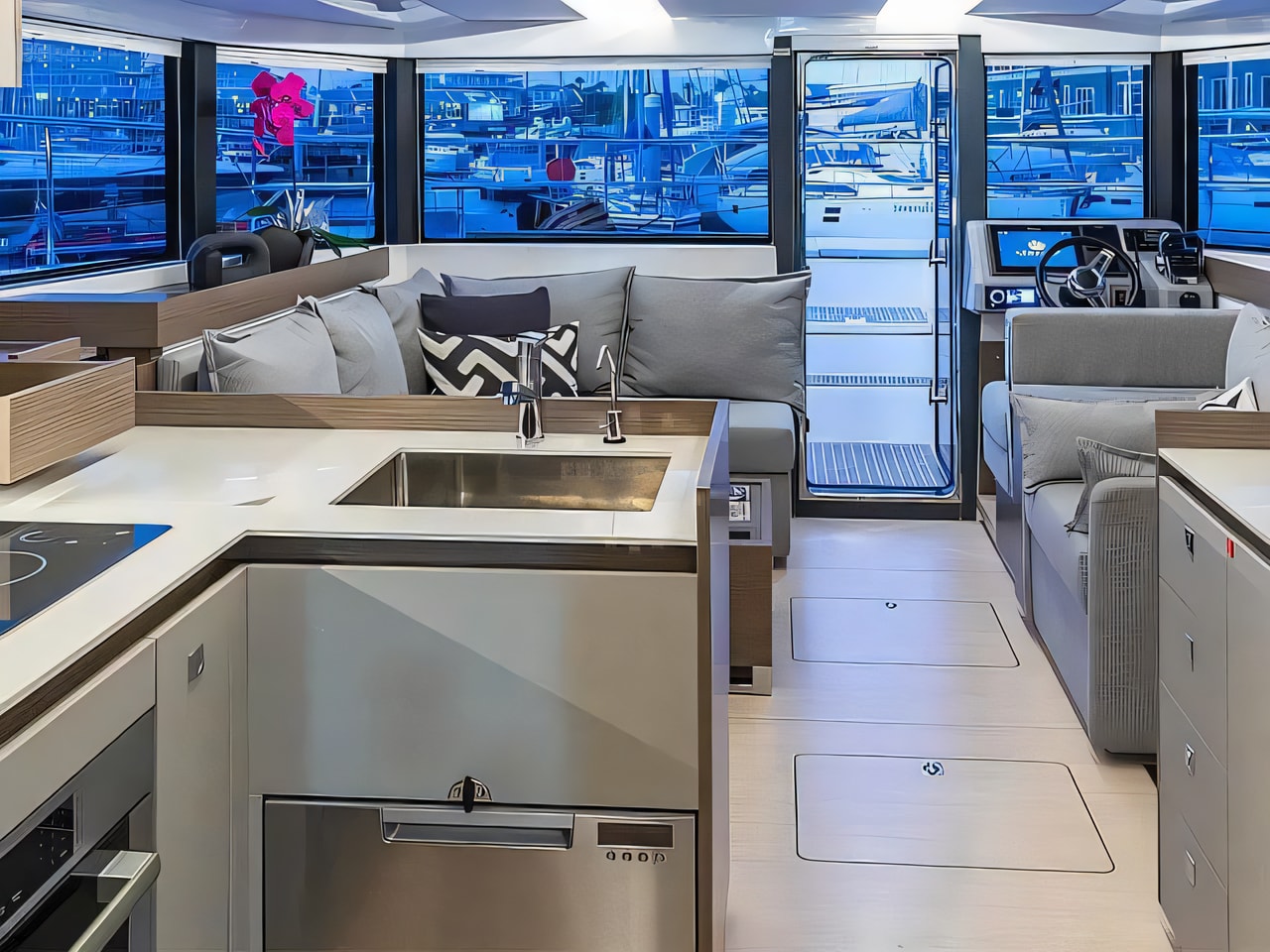 Layout of Moorings 403 PC power catamaran with 3 cabins Croatia yacht charter