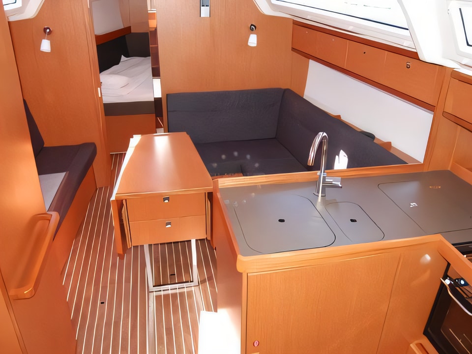 Interior of Bavaria 37 Cruiser sail boat with 3 cabins Croatia yacht charter