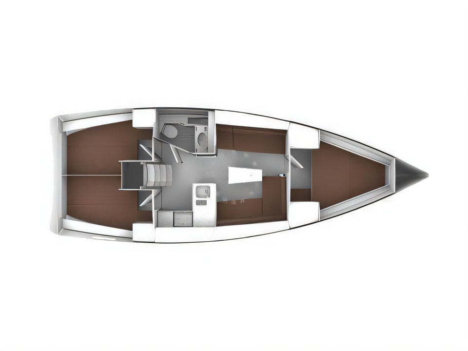 Layout of Bavaria 37 Cruiser sail boat with 3 cabins Croatia yacht charter