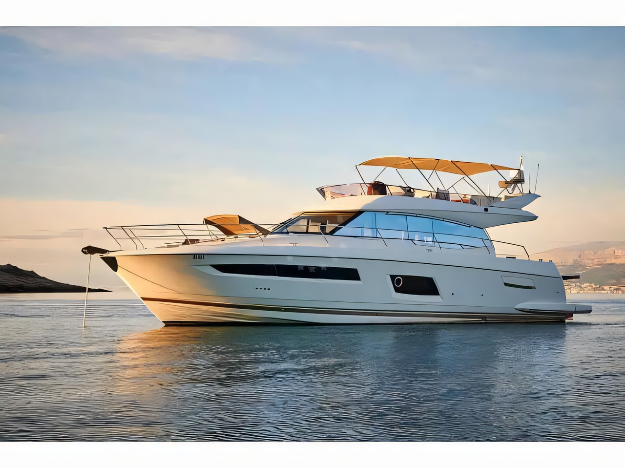 Exterior overview of Prestige 550 Fly motoryacht for charter from Primosten Marina Kremik in the Kornati sailing area Croatia