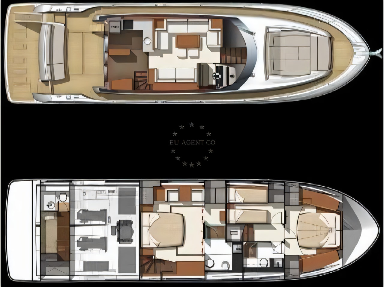 Interior of Prestige 550 Fly motoryacht with 3 cabins Croatia yacht charter