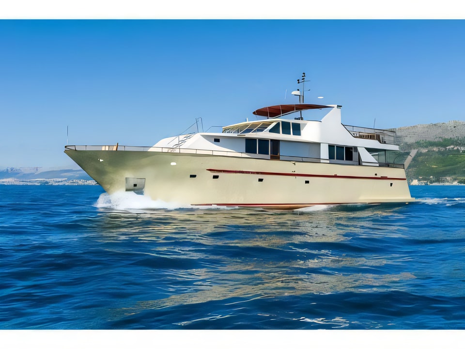 Exterior overview of KORAB motoryacht for charter from Split ACI Marina in the Split sailing area Croatia