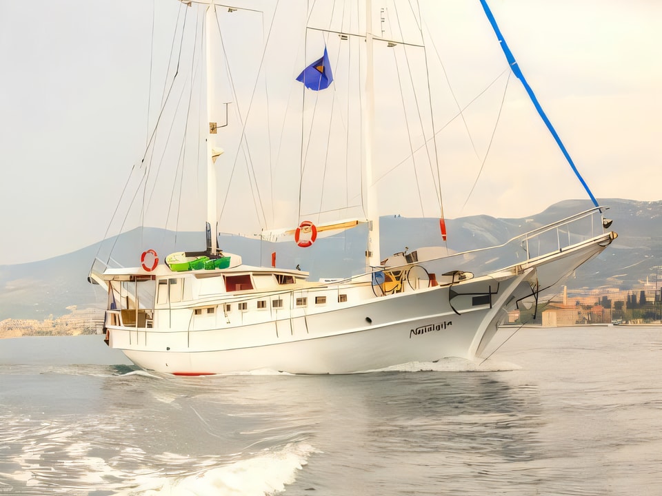 Exterior overview of NOSTALGIJA gulet or cruiser for charter from Split ACI Marina in the Split sailing area Croatia