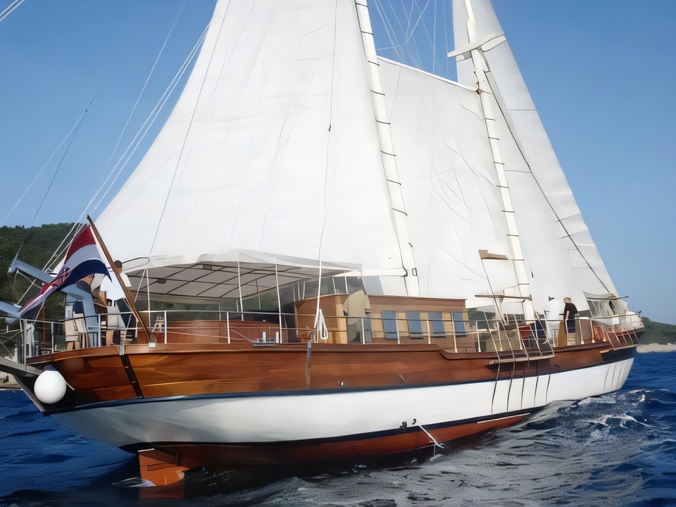 Exterior overview of LIBRA gulet or cruiser for charter from Split ACI Marina in the Split sailing area Croatia