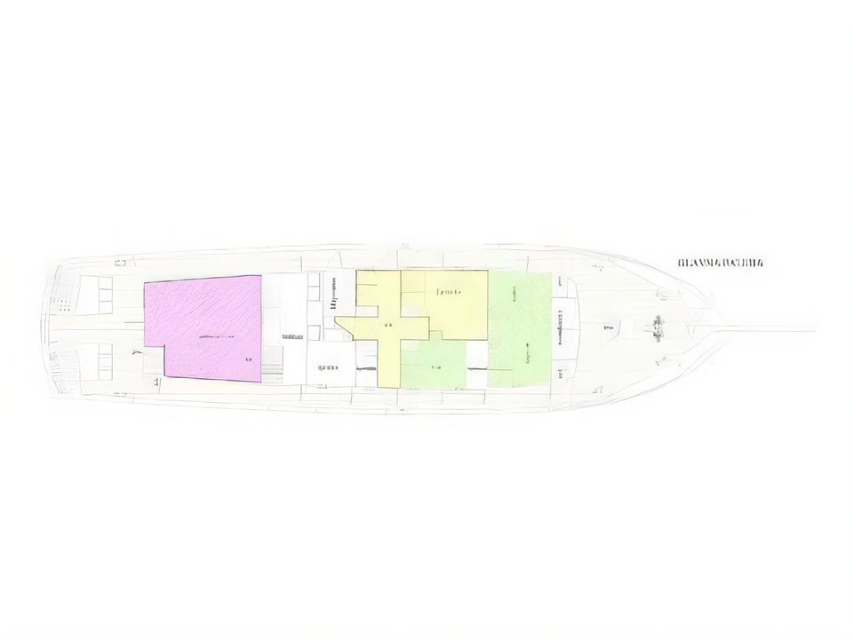 Layout of TAJNA MORA gulet or cruiser with 8 cabins Croatia yacht charter