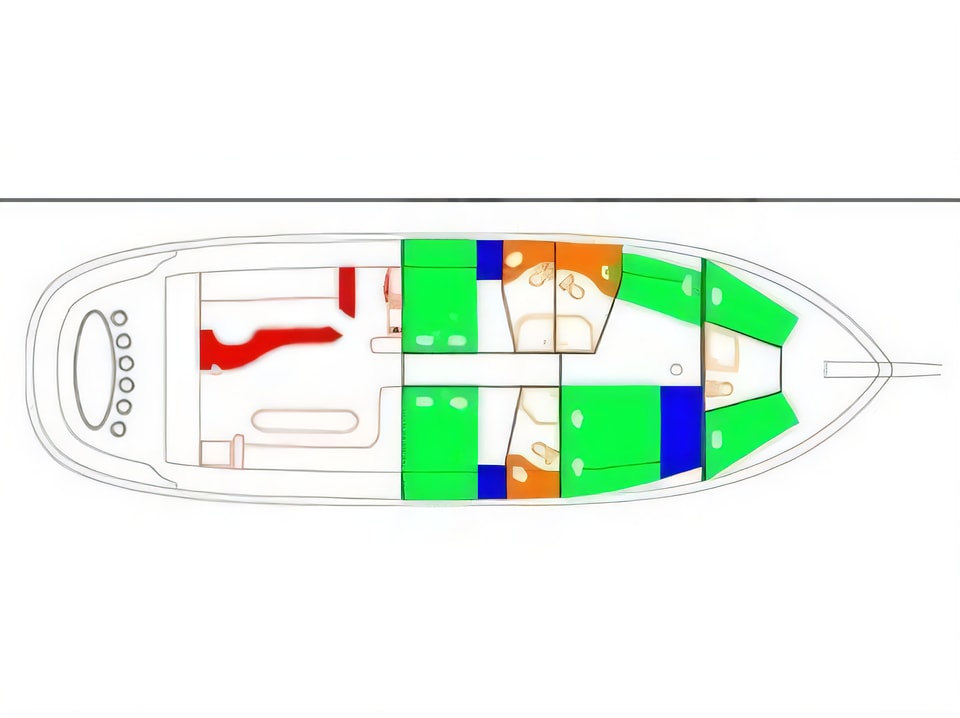 Layout of SEDNA gulet or cruiser with 4 cabins Croatia yacht charter