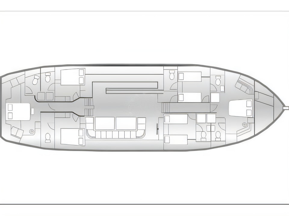Layout of NOSTRA VITA gulet or cruiser with 5 cabins Croatia yacht charter